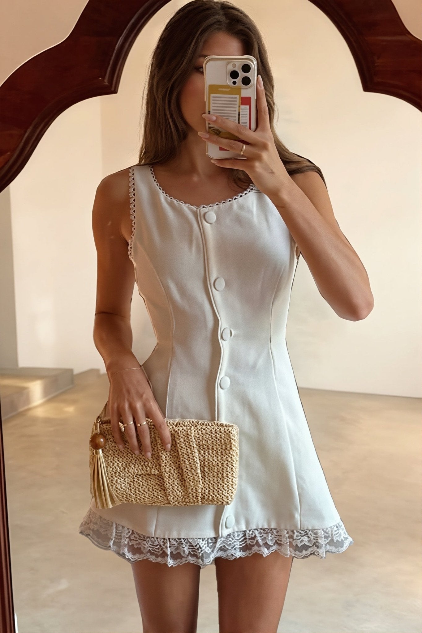 ZEYA - Leah Lace Trim Mini Dress