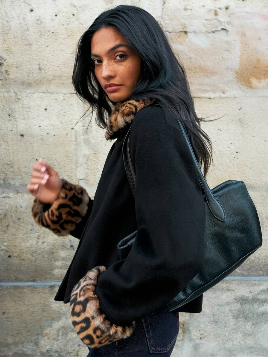 ZEYA - Lily Leopard Faux Fur Trim Button-Up Jacket