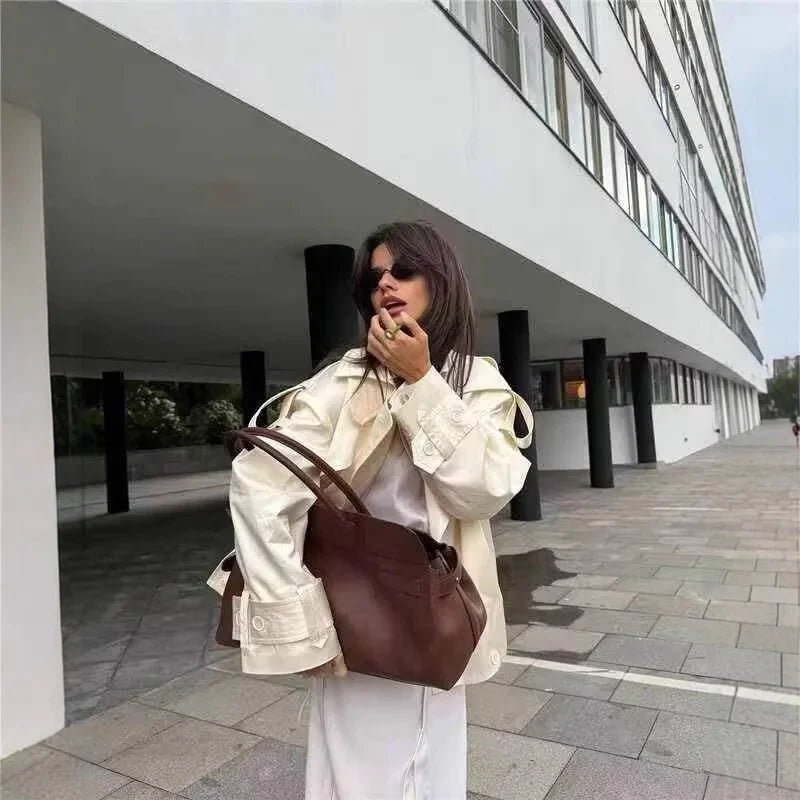 ZEYA - Linda Retro Double-Button Windbreaker Jacket