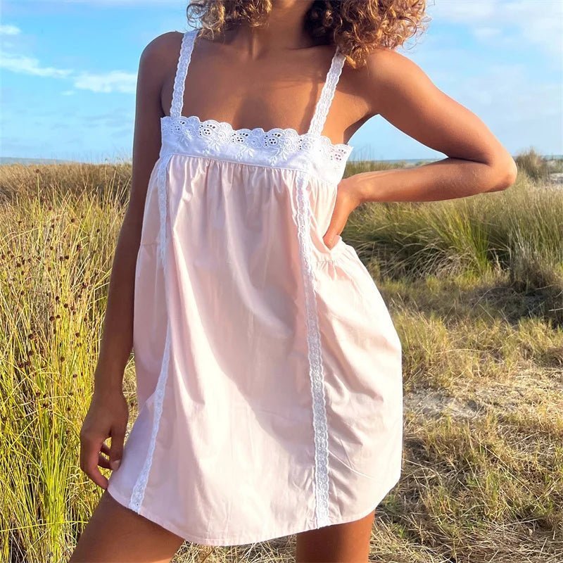 ZEYA - Liora Lace Trim Babydoll Mini Dress
