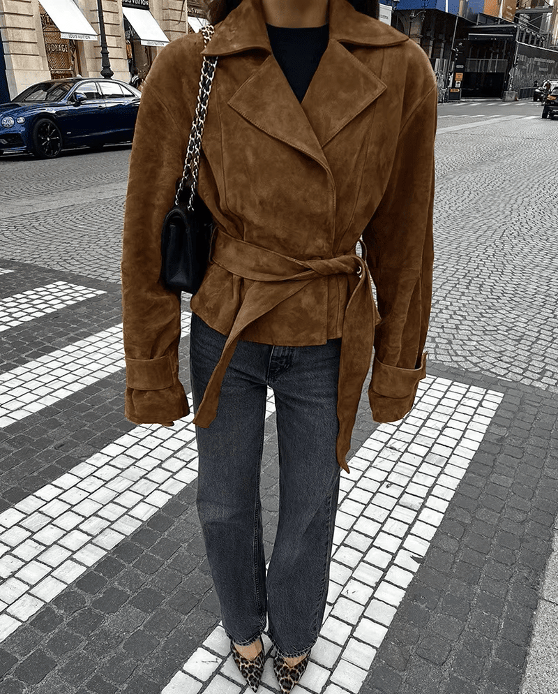 ZEYA - Lisa Faux Suede Belted Wrap Jacket
