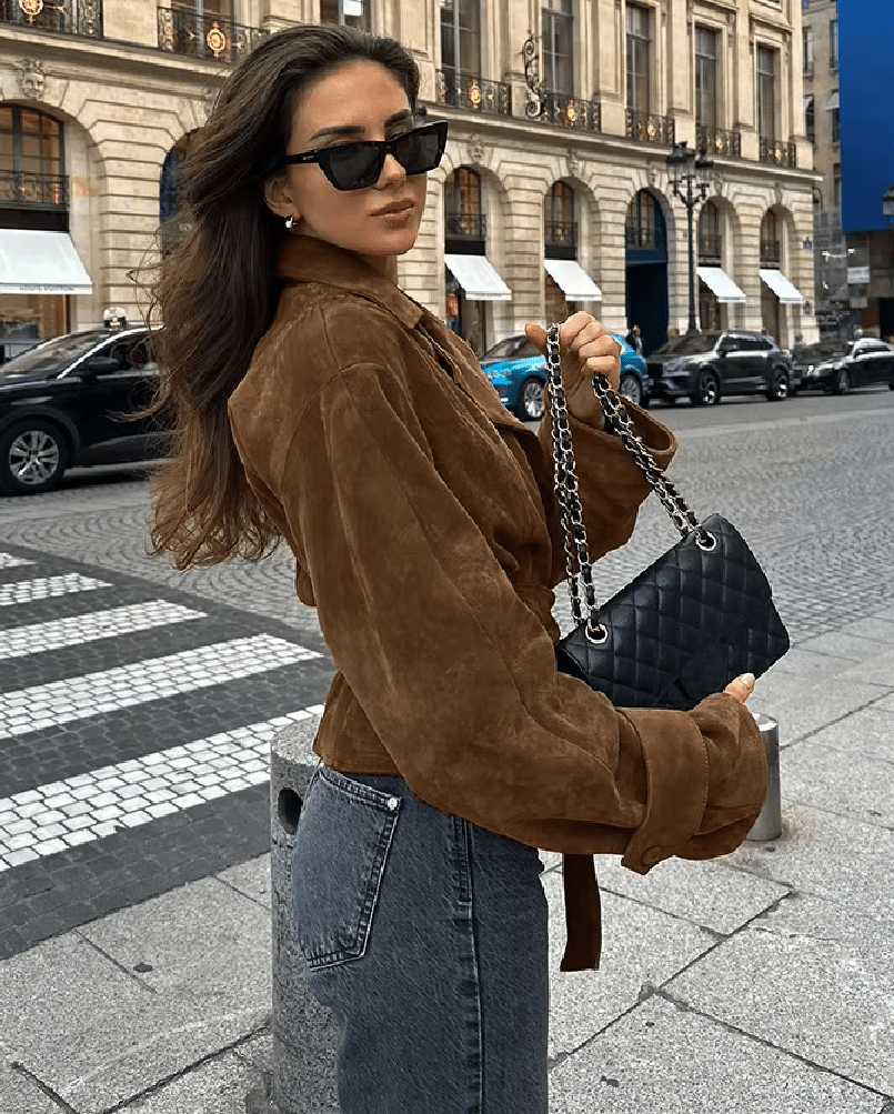 ZEYA - Lisa Faux Suede Belted Wrap Jacket