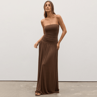 Robe maxi Lorna bustier froncée