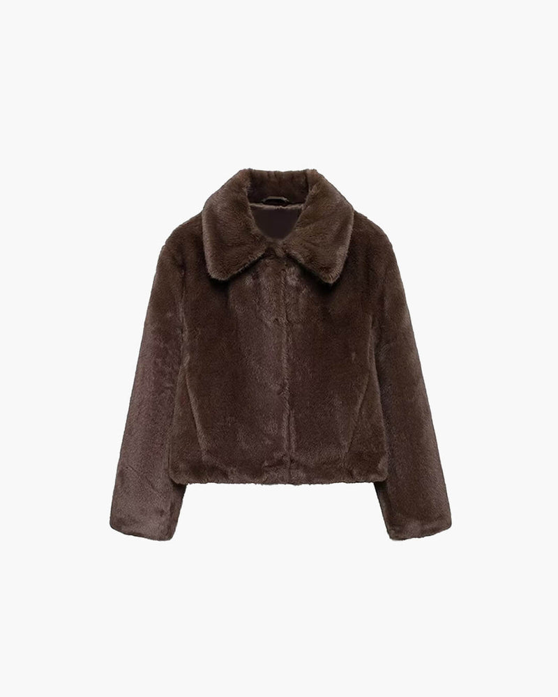 ZEYA - Maddie Short Faux Fur Collared Coat