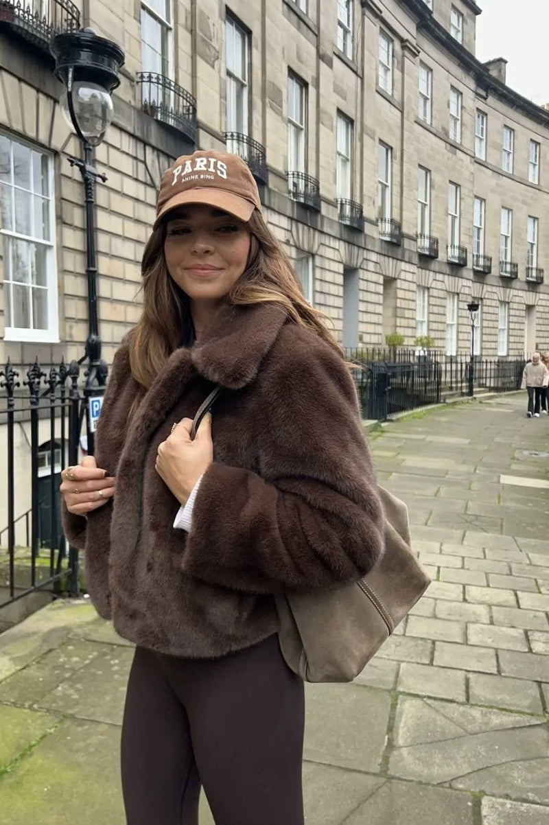 ZEYA - Maddie Short Faux Fur Collared Coat