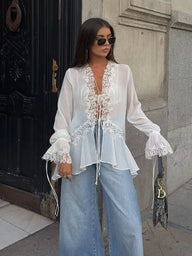 Top cardigan Maila en dentelle