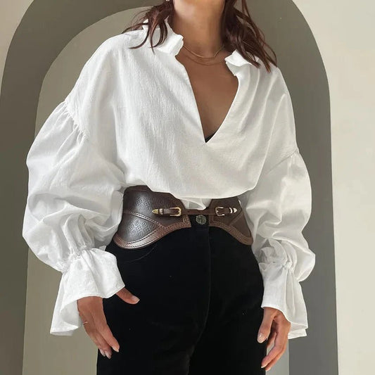 ZEYA - Mara V - Neck Puff Sleeve Blouse