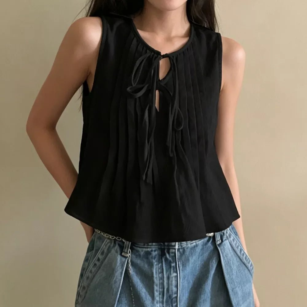 ZEYA - Marigold Ruffle Hem Tie-Front Top