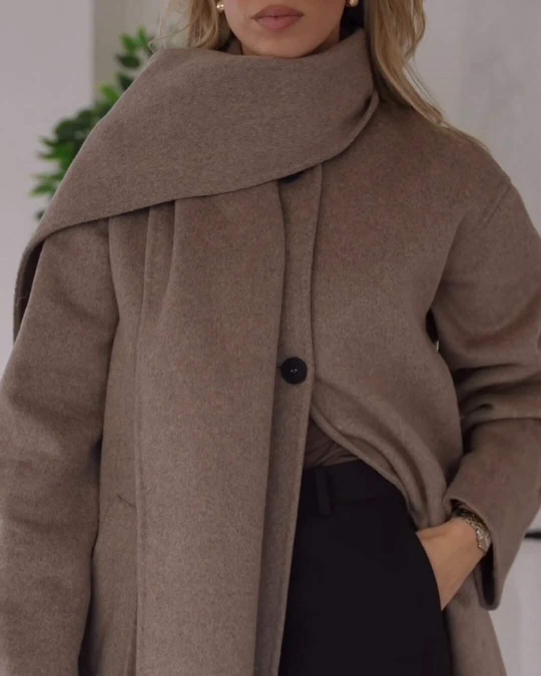ZEYA - Marisol Faux Wool Coat with Scarf