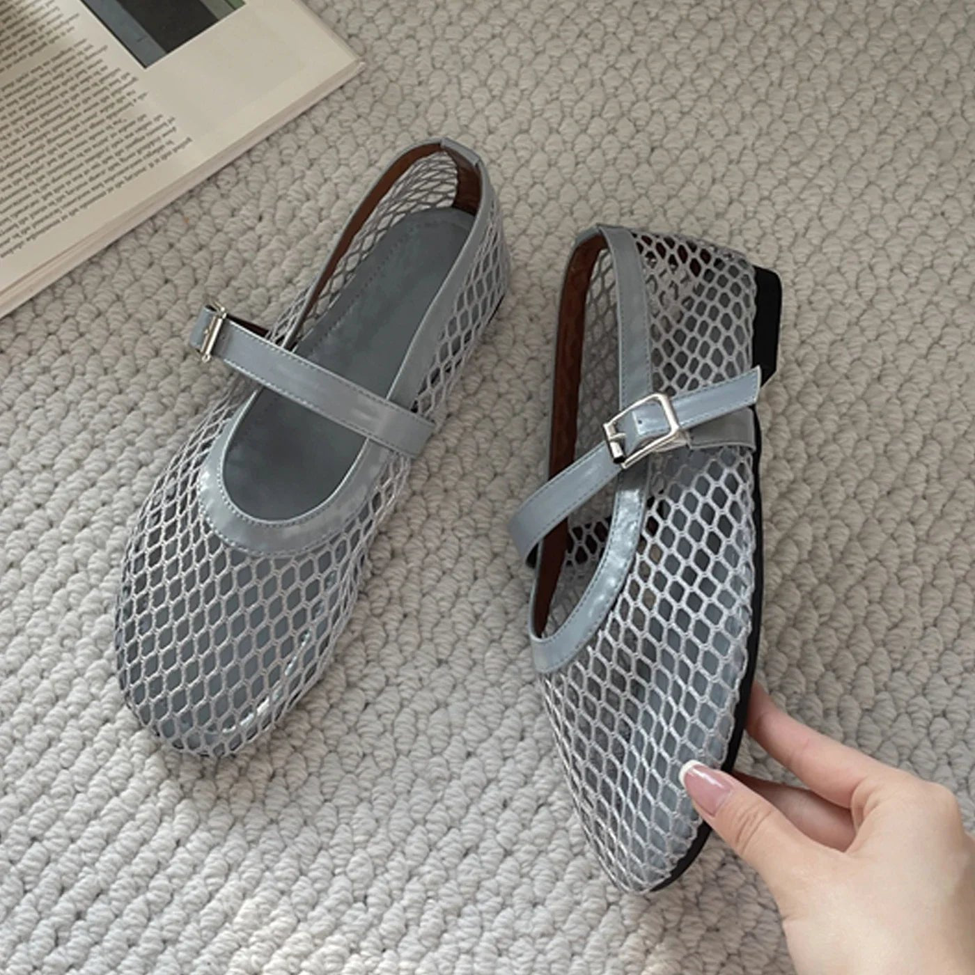 ZEYA - Martha Mesh Buckle Strap Flats