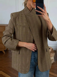 Blazer à carreaux col montant Melanie