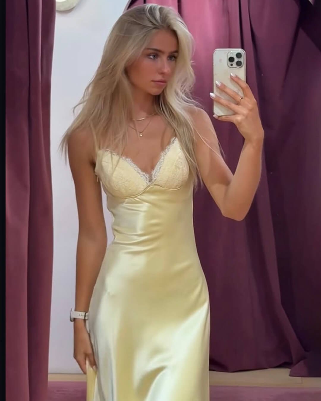 ZEYA - Melanie Satin Lace Midi Dress