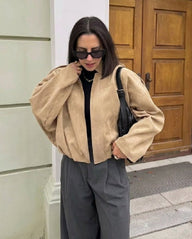 Mia Suede Veste Zippée Oversize