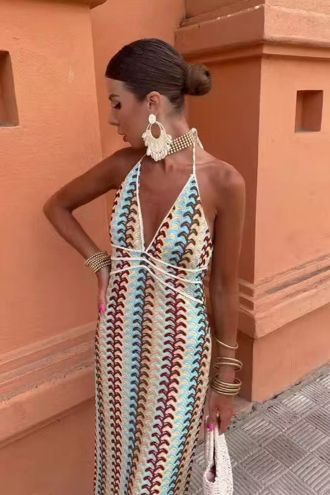Robe pull Mila en maille crochet