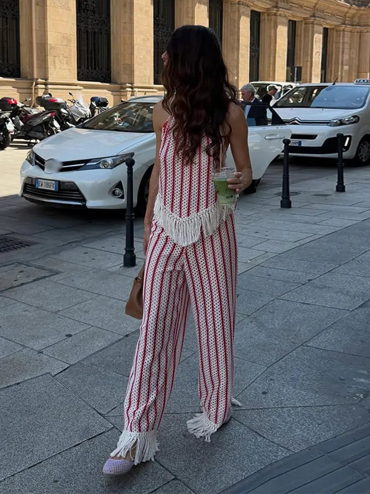 ZEYA - Mila Striped Fringe Two-Piece Set