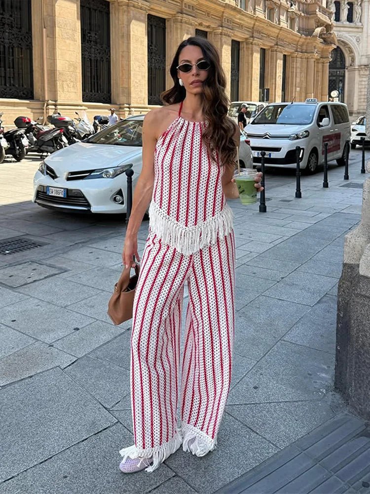 ZEYA - Mila Striped Fringe Two-Piece Set