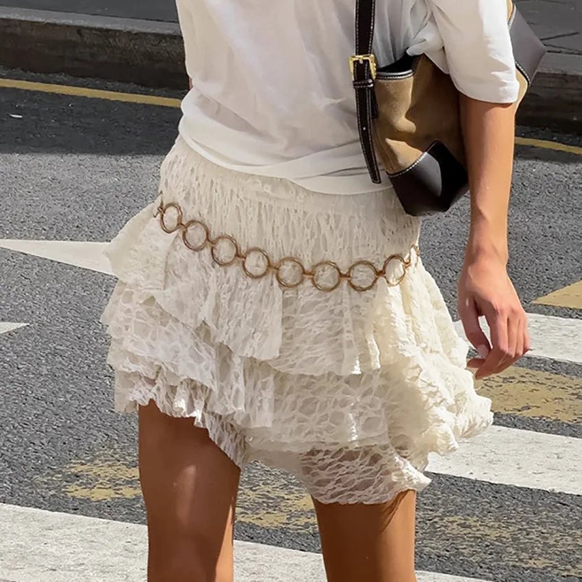 ZEYA - Mildred Tiered Lace Mini Skirt