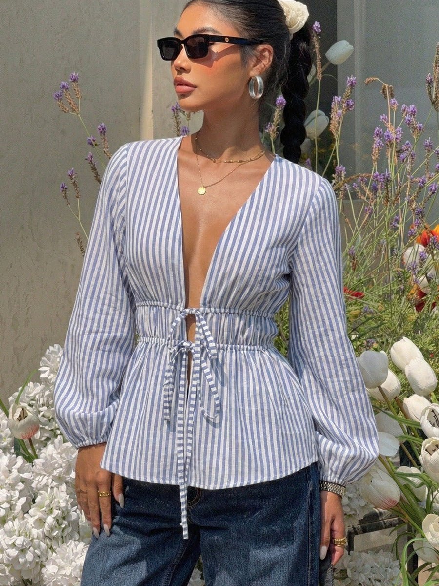 ZEYA - Mireille Striped Tie - Front Blouse
