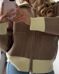 Cardigan en maille zippé à empiècements contrastés Monica