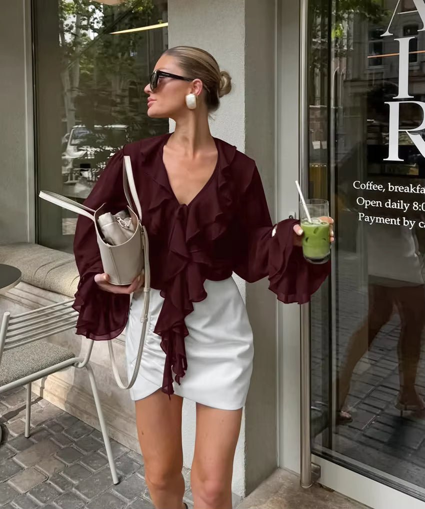 ZEYA - Monica Tie Neck Ruffled Blouse