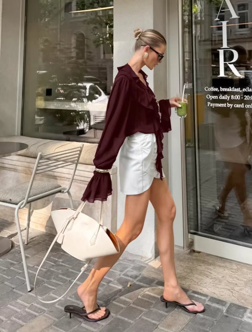 ZEYA - Monica Tie Neck Ruffled Blouse