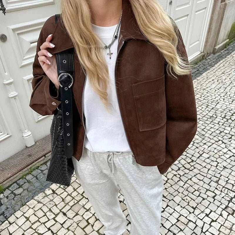 ZEYA - Nada Suede Bomber Jacket