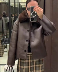 Veste réversible Naomi en fausse fourrure et simili cuir