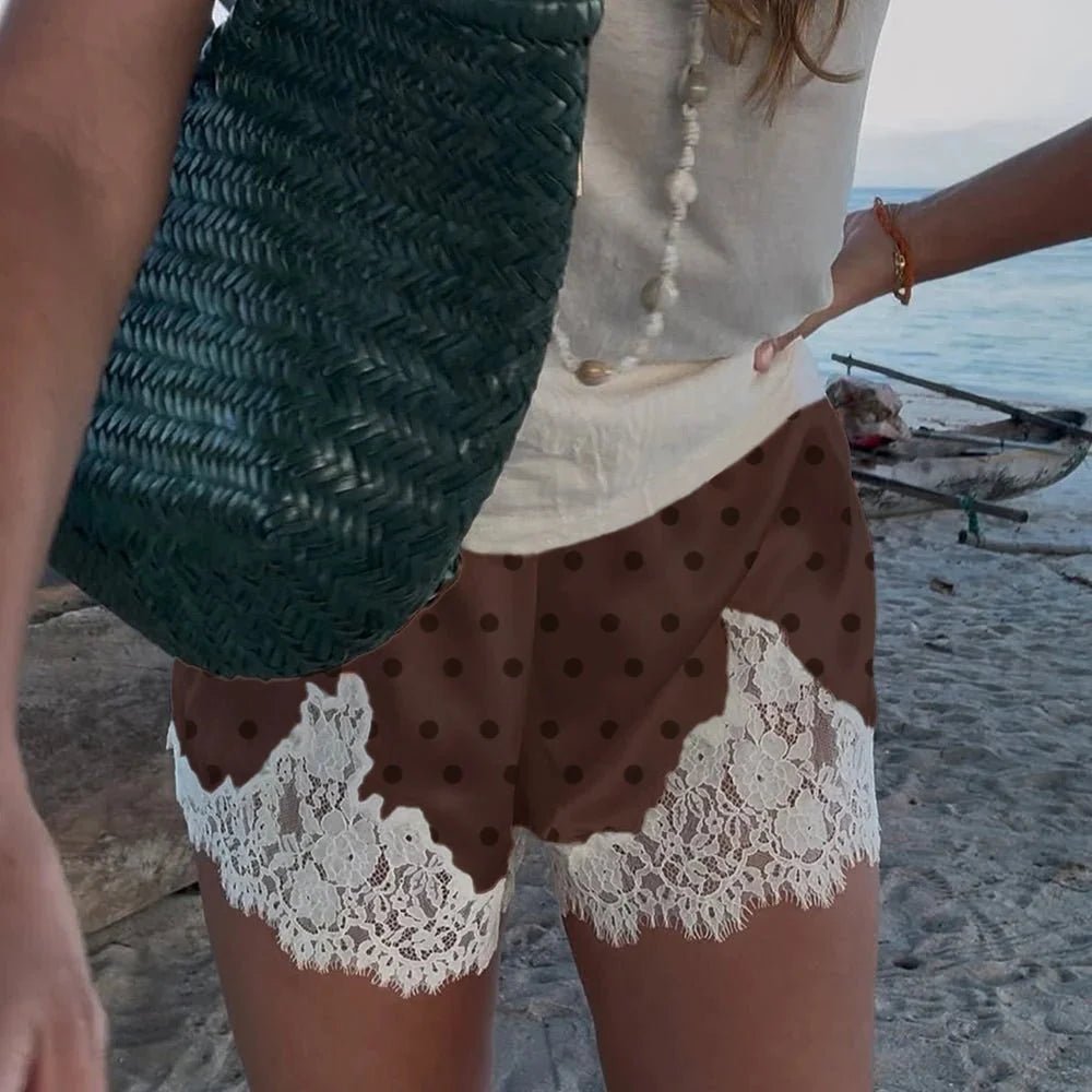ZEYA - Natasha Polka Dot Lace Trim Shorts