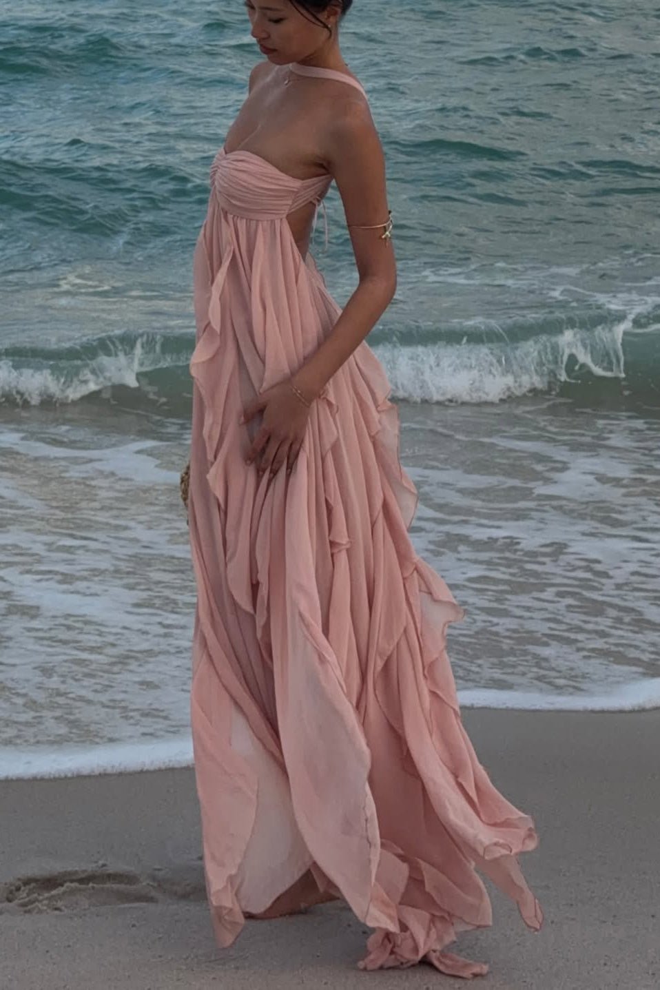 ZEYA - Nela Strapless Ruffled Maxi Dress