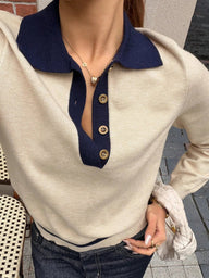 Polo en maille à blocs de couleur Nina