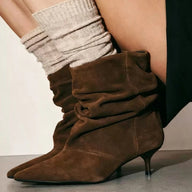 Bottines plissées en daim synthétique Nina