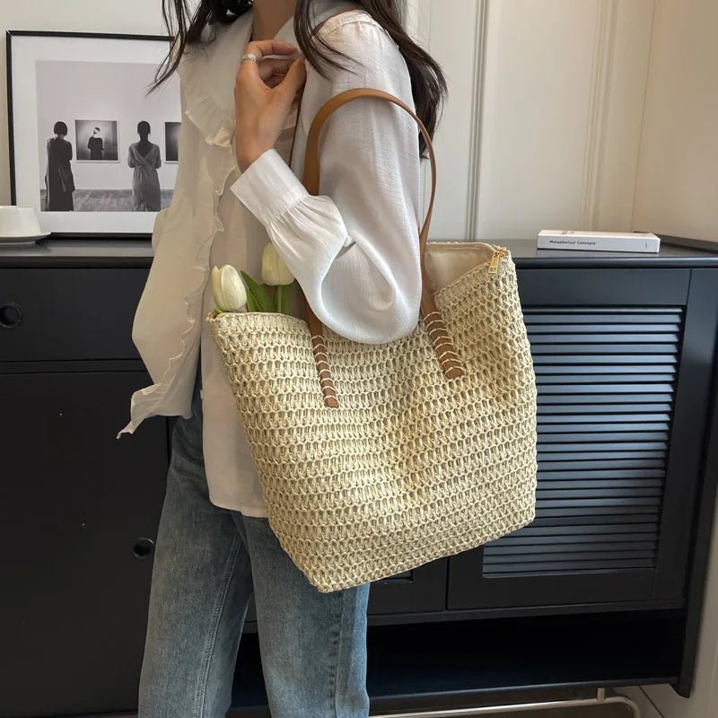 ZEYA - Nora Woven Straw Beach Tote