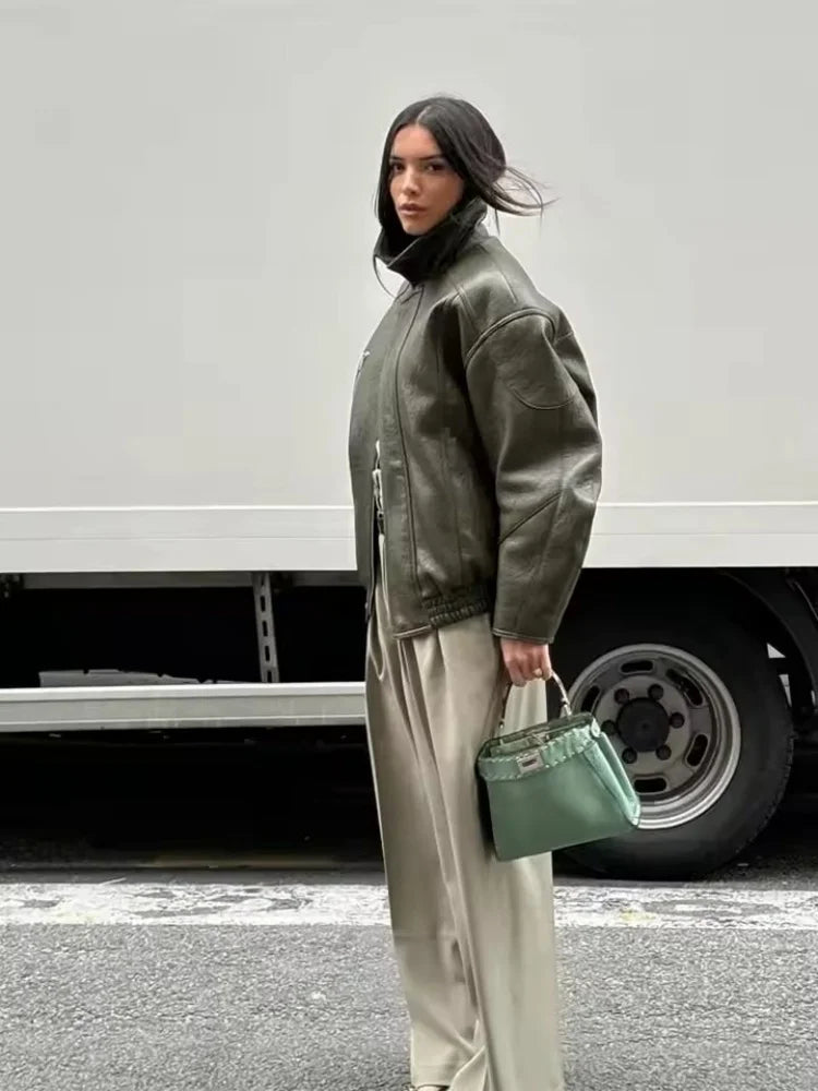 ZEYA - Nova Faux Leather BomberJacket