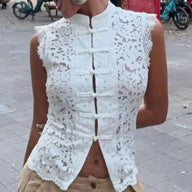 Top Odette sans manches en dentelle