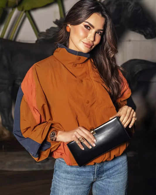 ZEYA - Olivia Oversized Colorblock Cropped Jacket