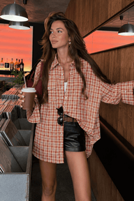 Chemise blouse surdimensionnée à carreaux Olivia