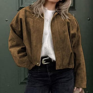 Veste kaki vintage Olivia en suédine