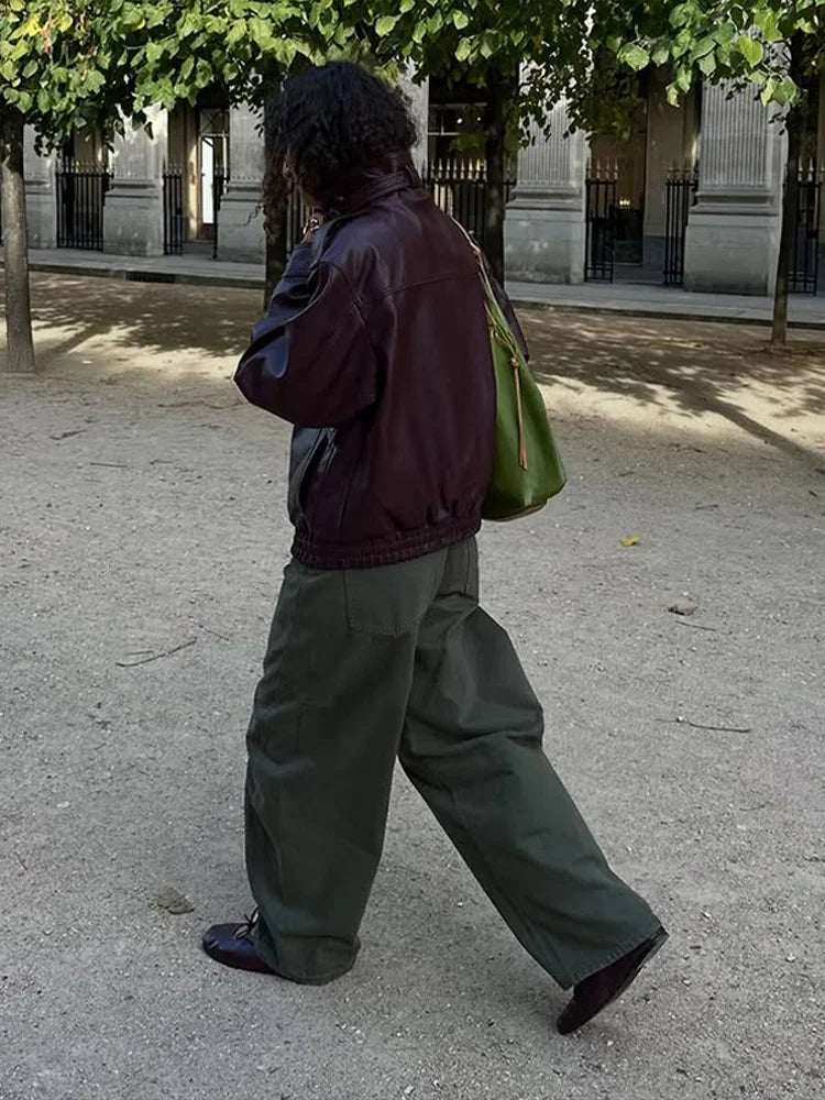 ZEYA - Ophelia Stand Collar Leather Jacket