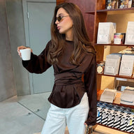 Penelope Blouse Satinée à Nouer dans le Dos