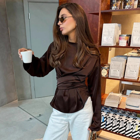 ZEYA - Penelope Tie Back Satin Blouse