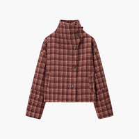 Manteau Rachel à col officier et motif carreaux
