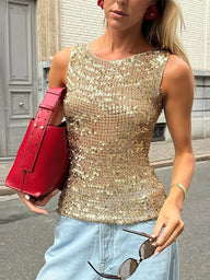 Débardeur Ria en Crochet à Sequins