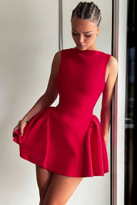 Robe mini dos nu à volants Rina
