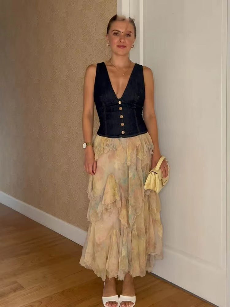 ZEYA - Sabine Tiered Boho Maxi Skirt