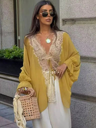 Blouse Sarah en dentelle à empiècements