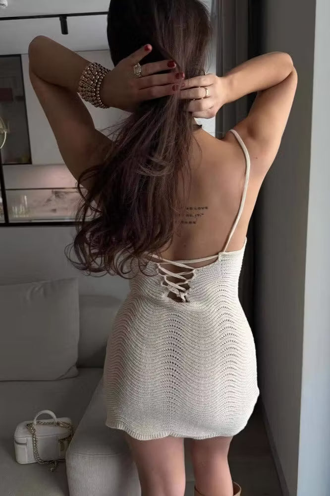 Robe en maille Sienna dos nu avec lien