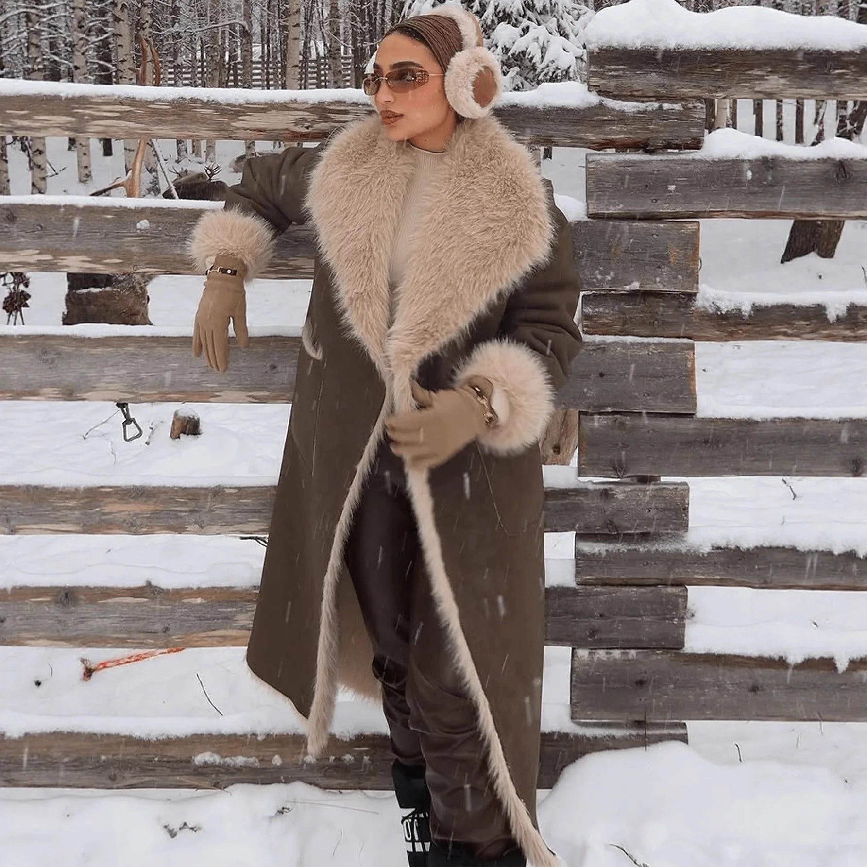 ZEYA - Sierra Faux Fur Suede Long Coat