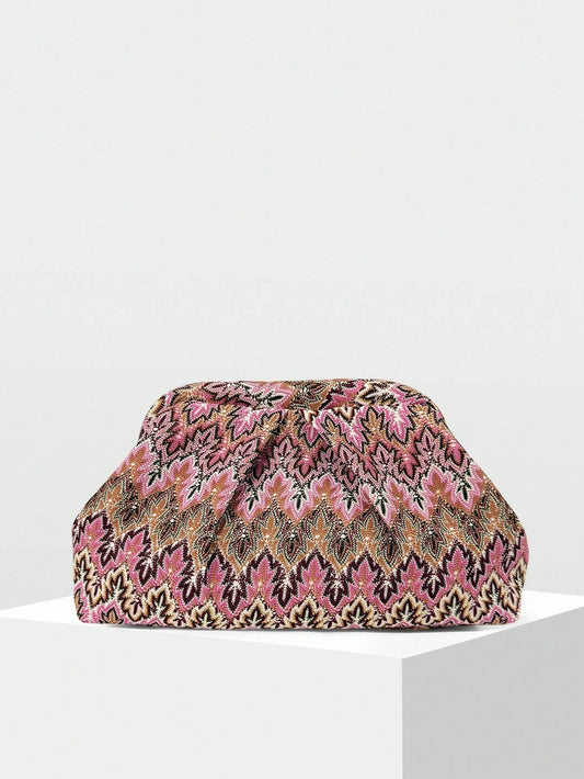 ZEYA - Sophia Jacquard Pleated Clutch
