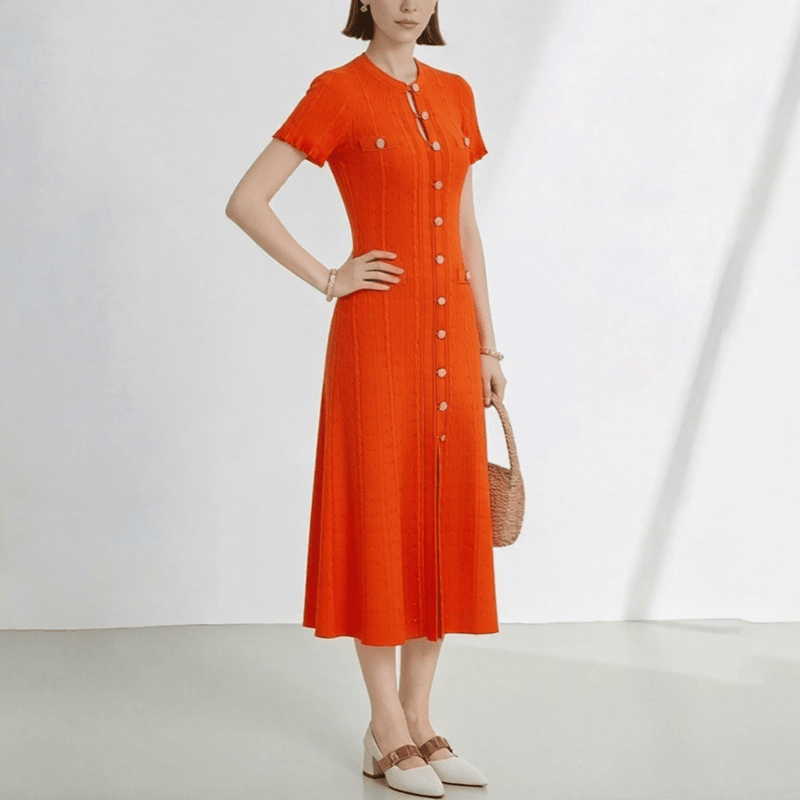 ZEYA - Soraya French V - Neck Knitted Slit Dress