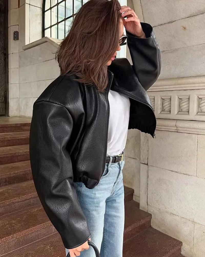 ZEYA - Soria Zip Up Leather Jacket